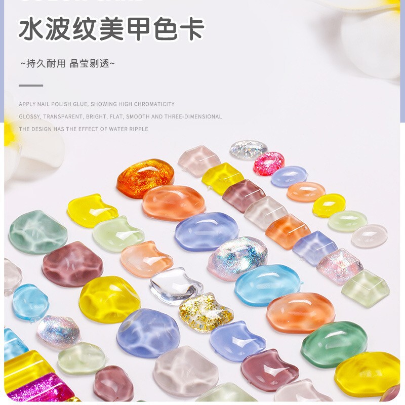 Cross-border high-transparency Japanese-style nail art color chart with water ripple, irregular, square, rectangular, and bead-shaped designs Cross-border high-transparency Japanese-style nail art color chart with water ripple, irregular, square, rectangular, and bead-shaped designs