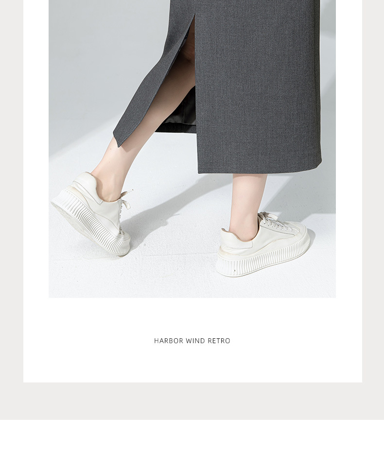 Váy midi len Tencel xám đậm xẻ tà ống suông đa năng — màu xám chi tiết 6