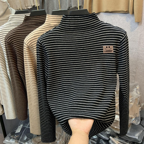 T2018 Unisex and Children's Fleece-Lined Thick Base Shirt Autumn/Winter Half-Neck Cashmere Long-Sleeve T-shirt Children's Inner Warm Top