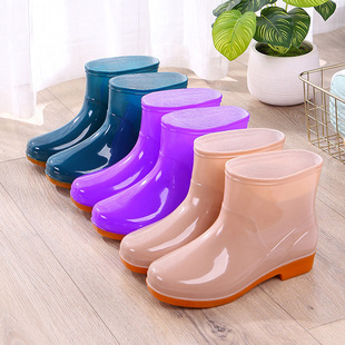 Oxford bottom rain boots Women fashion short tube non-slip water shoes wholesale adult outer wear water boots waterproof rain boots work rubber shoes