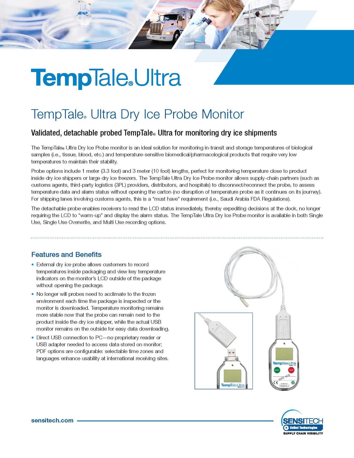 【美国 Sensitech】TempTale Ultra 16K 循环使用 干冰温度记录仪阿里巴巴