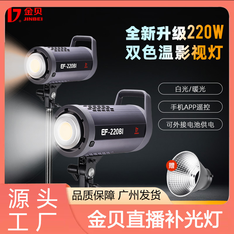 Jinbei photography lamp 220BI double color temperature live broadcast fill light atmosphere lamp portrait children photo light soft light