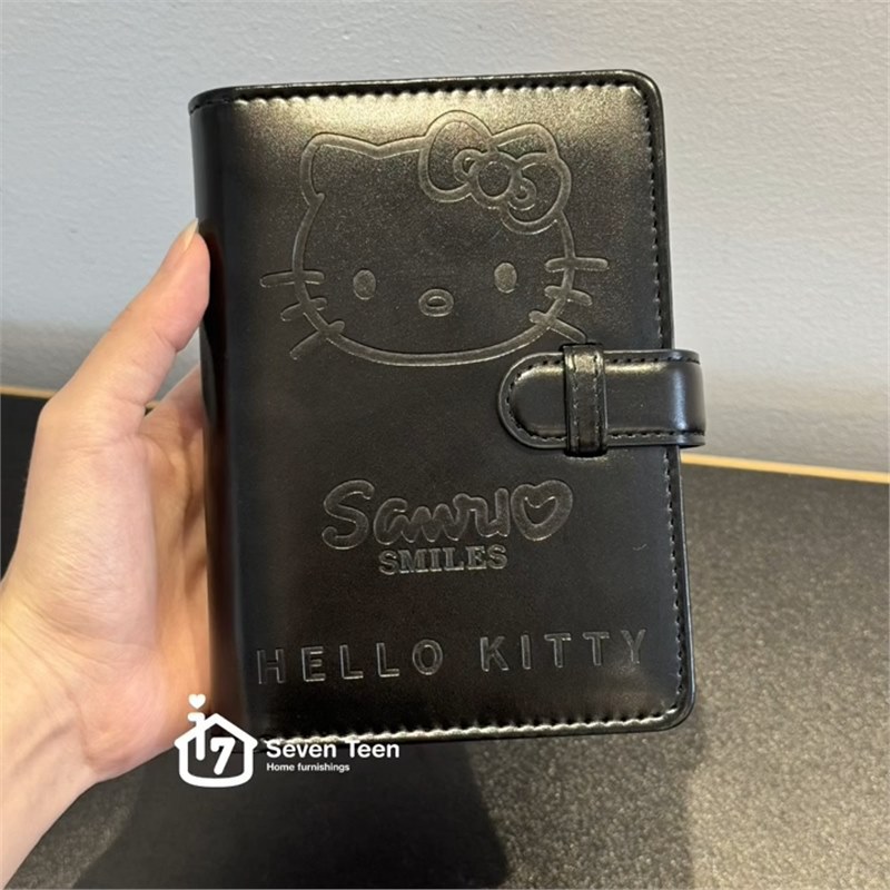 Hellokitty Black Medieval Loose-Leaf Leather A7 High-Looking Portable Hand Ledger Simple Notebook