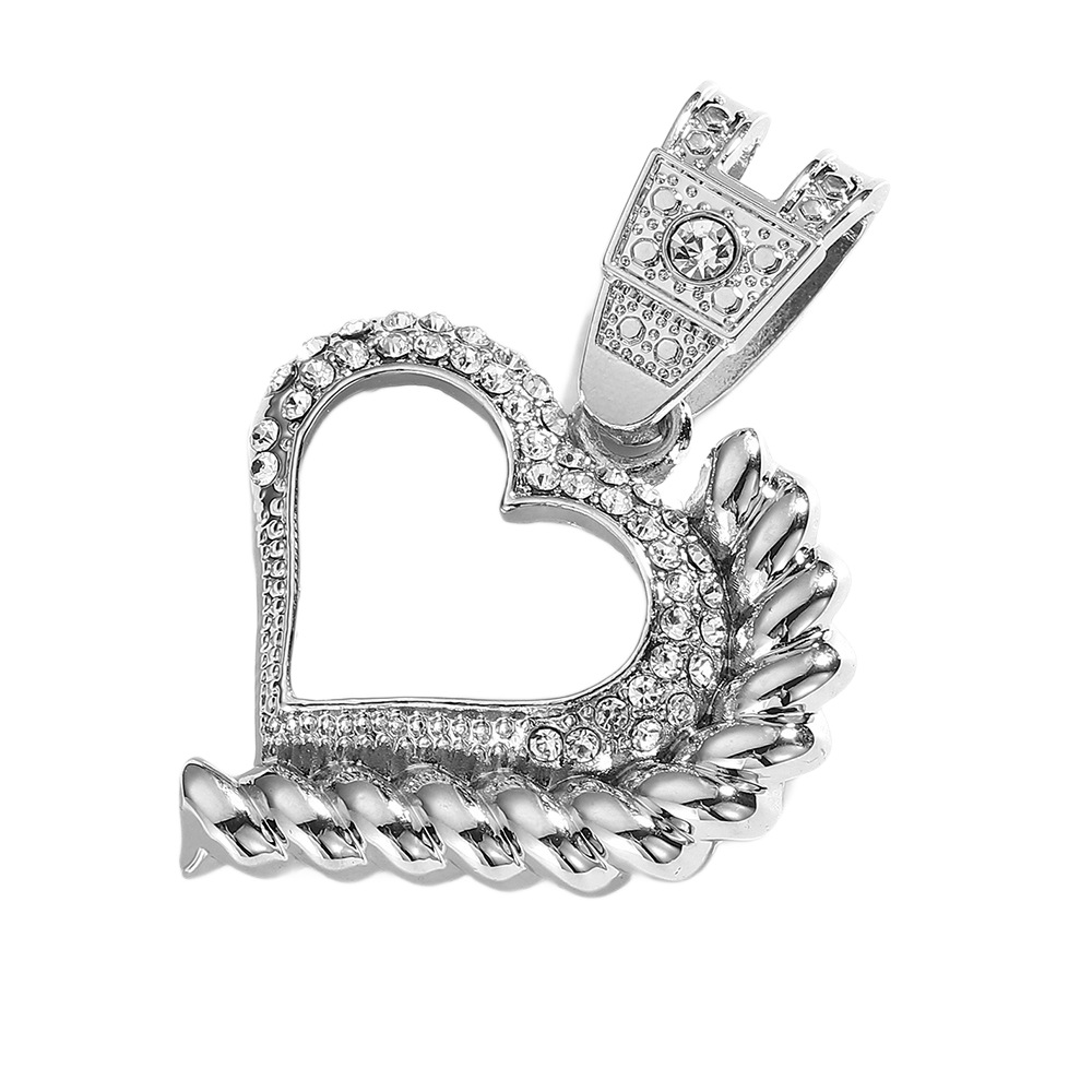 Europa y los Estados Unidos transfronterizos nuevos ligeros de lujo amor lleno colgante de aleación de diamantes cubano collar hip-hop moda fábrica de joyería masculina al por mayor