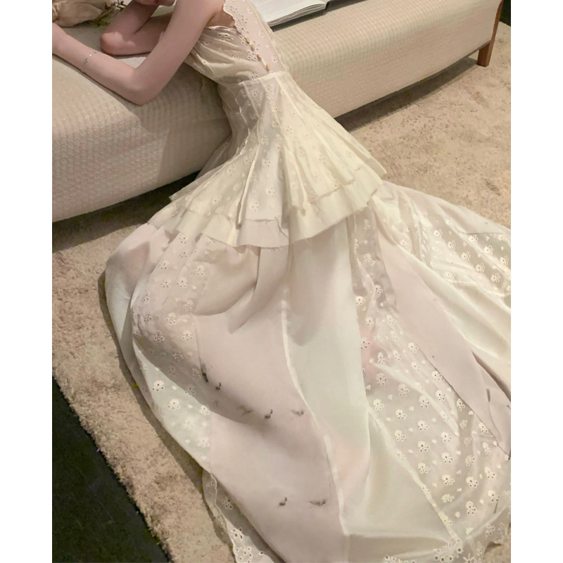 フレンチシンプルスタイルニッチ最適化バージョンGongtian siウエストトップジャカード刺繍スカート女性用2025夏の新スタイル|undefined