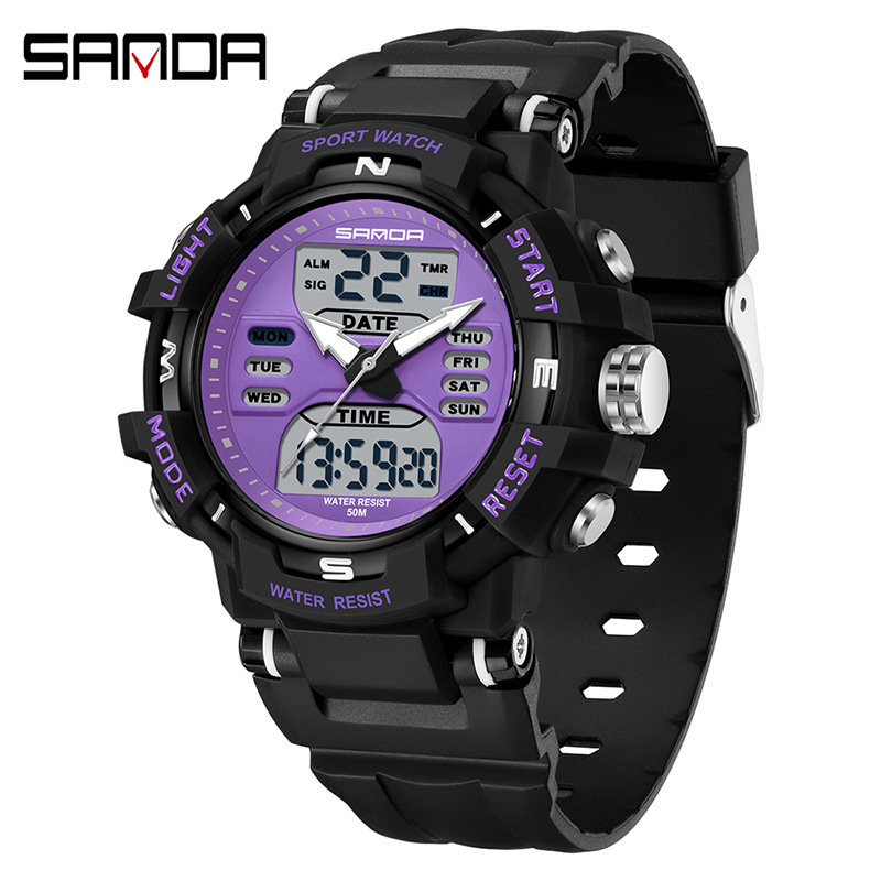 SANDA moda moda reloj electrónico pareja multifunción cuenta regresiva cronómetro deportivo impermeable