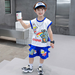 男童背心套裝夏季2024新款兒童夏款帥氣奧特曼衣服兩件套夏裝寶寶
