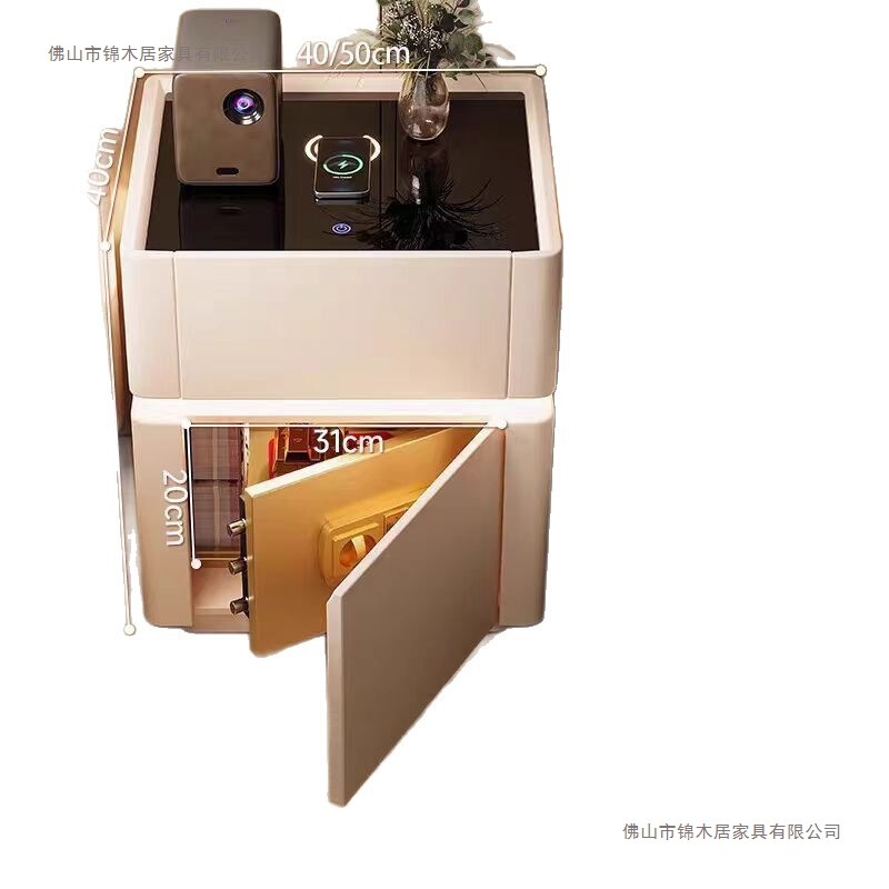 家用多功能智能床头柜保险箱一体简约现代卧室收纳储物柜床头边柜|undefined