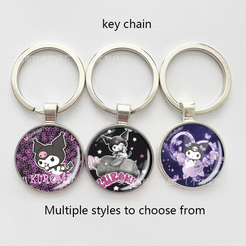Cross-border Foreign Trade Hot Selling Animation Kulomi Kuromi Time Gem Pendant Keychain Pendant Schoolbag Jewelry