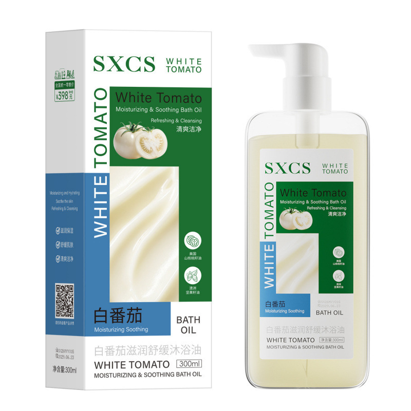 Nuevo producto explosivo SXCS tomate blanco humectante firme aceite de baño actualización 3.0 reparación de la piel humectante fabricante