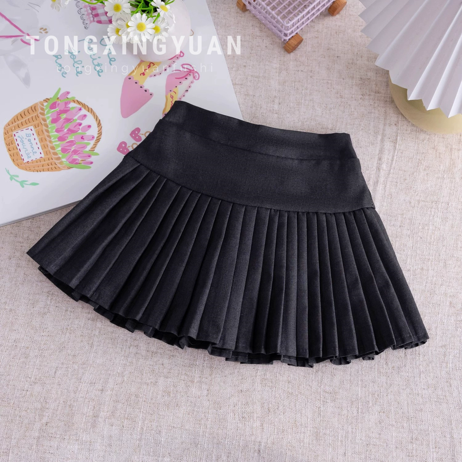 Детский летний комплект, цветное поло для девочки, футболка, pleated skirt, западный стиль
