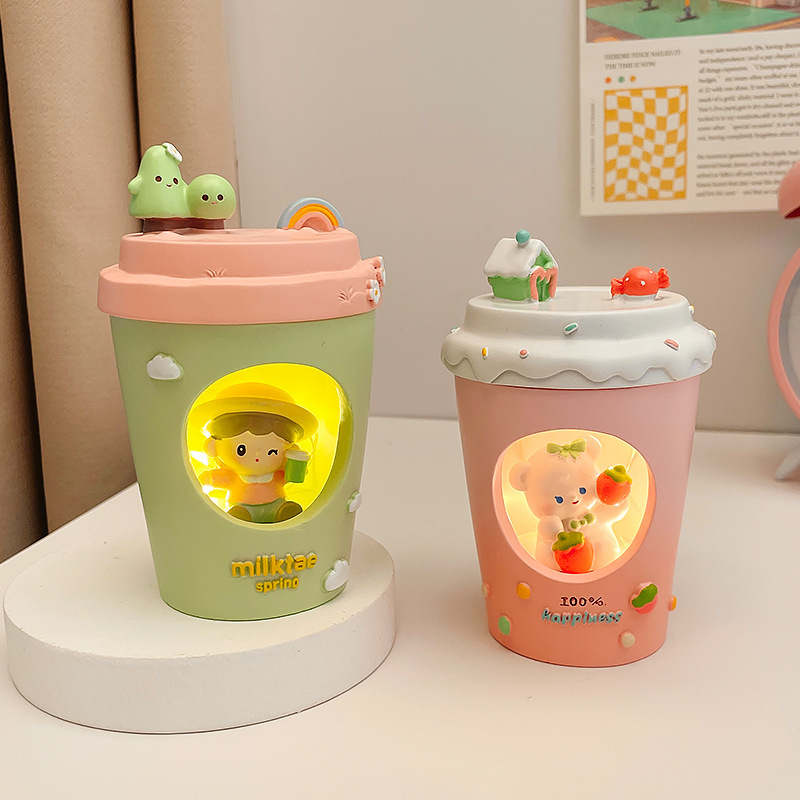 크리에이티브 코크 컵 야간 조명 침실 침대 옆 장식 홈 데스크탑 공예 수지 소형 장식품 생일 선물