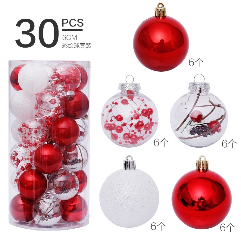 Transfronterizo en stock decoraciones de Navidad 6cm/30 piezas bola transparente traje de bola de Navidad árbol de Navidad colgante