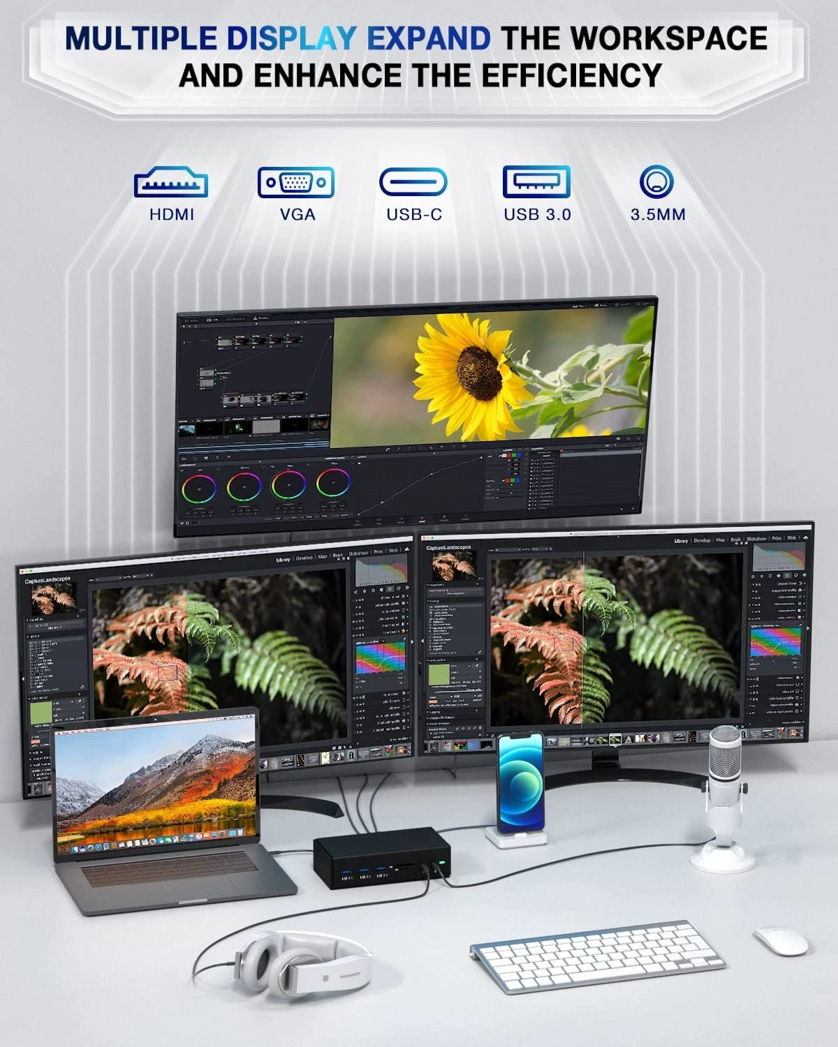 TYPEC развернутая док-станция DisplayLink множественный экран Multi-screen Extension USB HUB разные HD HDMI сцена 100 Вт