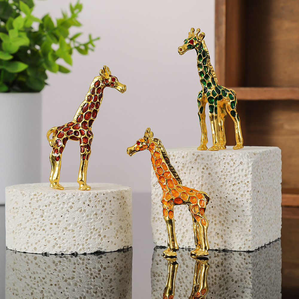 New Giraffe Ring Holder Small Ornament Bedroom Diamond-Encrusted Decorative Jewelry Box Home Decoration Craft Gift Wholesale