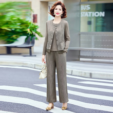 妈妈装秋春冬款套装时尚休闲新款洋气中老年修身显瘦大码减龄套装