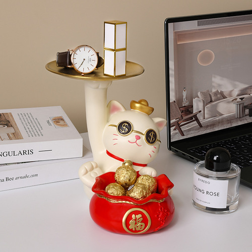 Lucky cat key storage ornaments, entrance decorations, opening gifts, high-end new homes, housewarming gifts