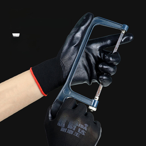 Hengnida Wear-Resistant Qiangsheng Construction Site Work Thickened Nitrile Nylon Rubber Non-Slip Waterproof Dipped Leather Breathable Gloves