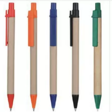 现货批发广告纸管笔 按动牛皮纸杆圆珠笔 可印刷logo