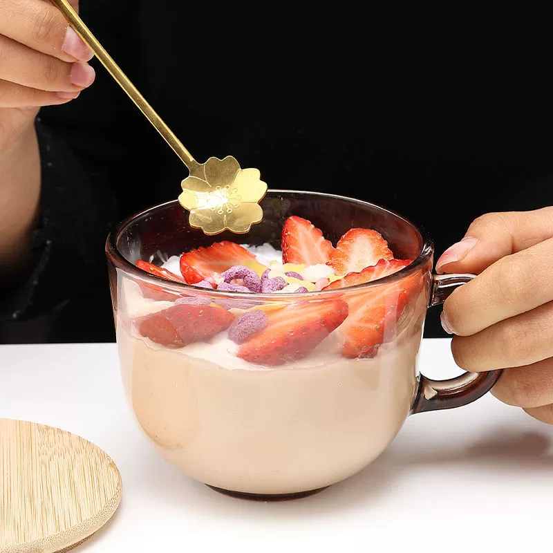 Glass transparent capacious coffee spoon for home use