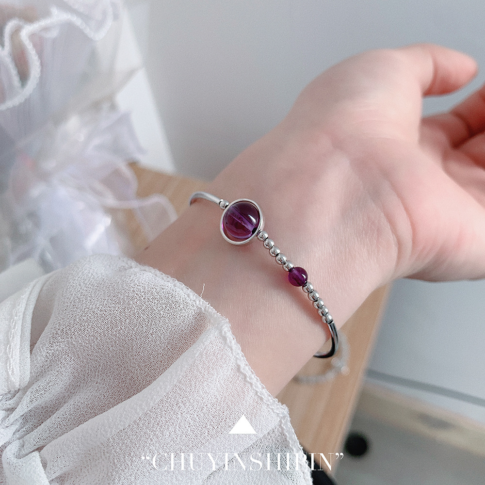 Elegant Ball Sterling Silver Crystal Bangle 1 Piece