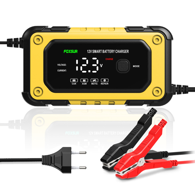 Foxsur 12V Charger Motorcycle Battery Charger Car Battery Charger Auto Shut-Off When Fully Charged 6A Foxsur 12V Charger Motorcycle Battery Charger Car Battery Charger Auto Shut-Off When Fully Charged 6A
