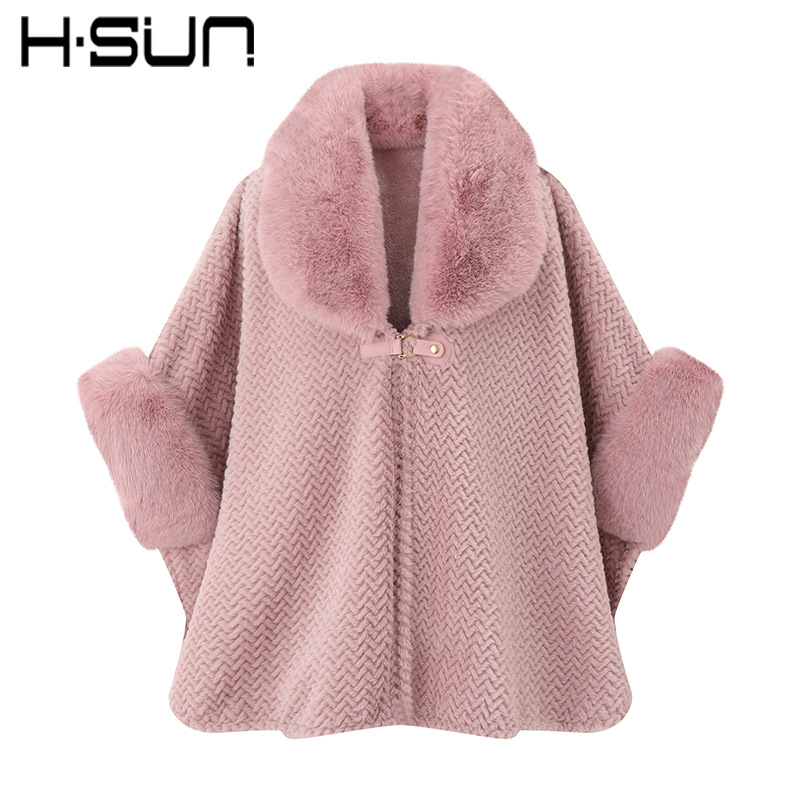 Chal de invierno de alta gama con cuello de piel, abrigo tipo cárdigan de color liso, felpa gruesa y cálida, de longitud media, talla grande, para mujer.