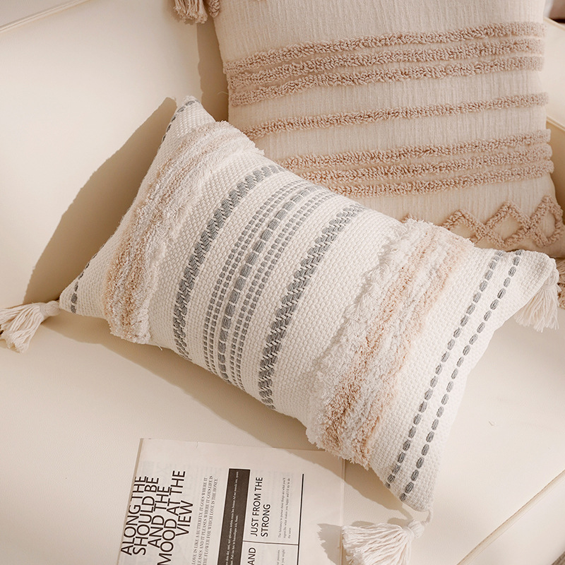 Grey Heavy Craft Cross Bar 30x50cm Single Pillow Cover