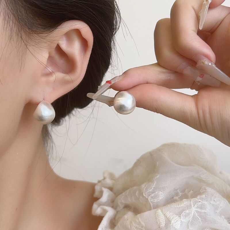 S925 Silver Needle Korean Style Cool Frosted Earrings for Women Light Luxury High-end Elegant Simple All-match Elegant Trendy Earrings