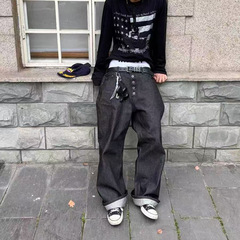 即墨！自主原版 YKK五连麦穗扣 14oz 原色重磅宽松直筒牛仔裤