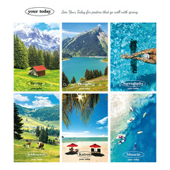 Forest, Ocean, Mountains, Serenity, Photography Texture, Fresh, Minimalist, Art Core Poster, Decorative Painting