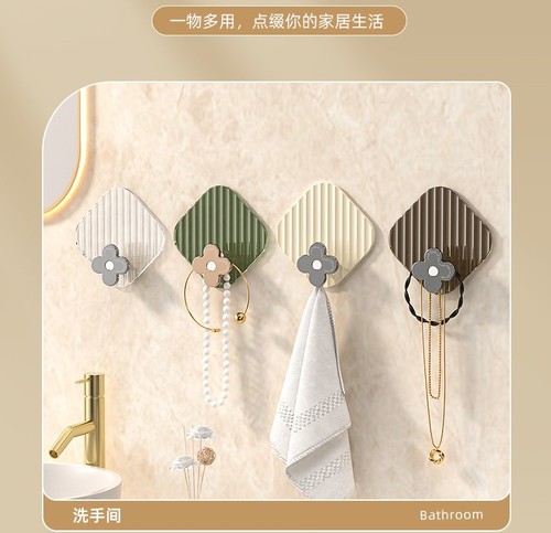 Light luxury hook adhesive strong load-bearing punch-free adhesive hook bathroom wall towel clothing wall traceless hook