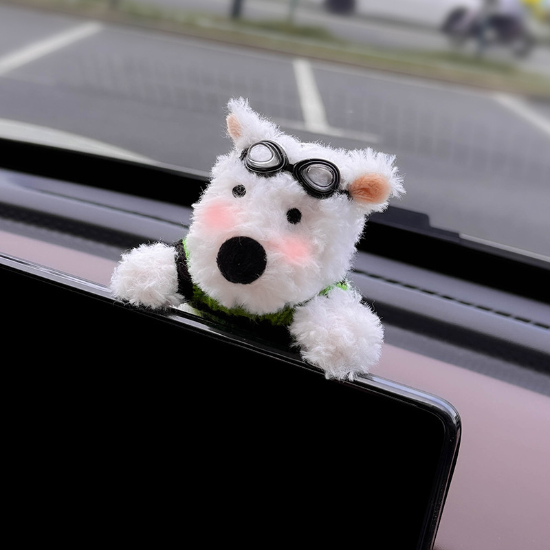 Decoración de coche de West Highland, accesorios de coche, pantalla de control central, muñeca de fiesta, pantalla de visualización de cachorro, linda decoración de pantalla