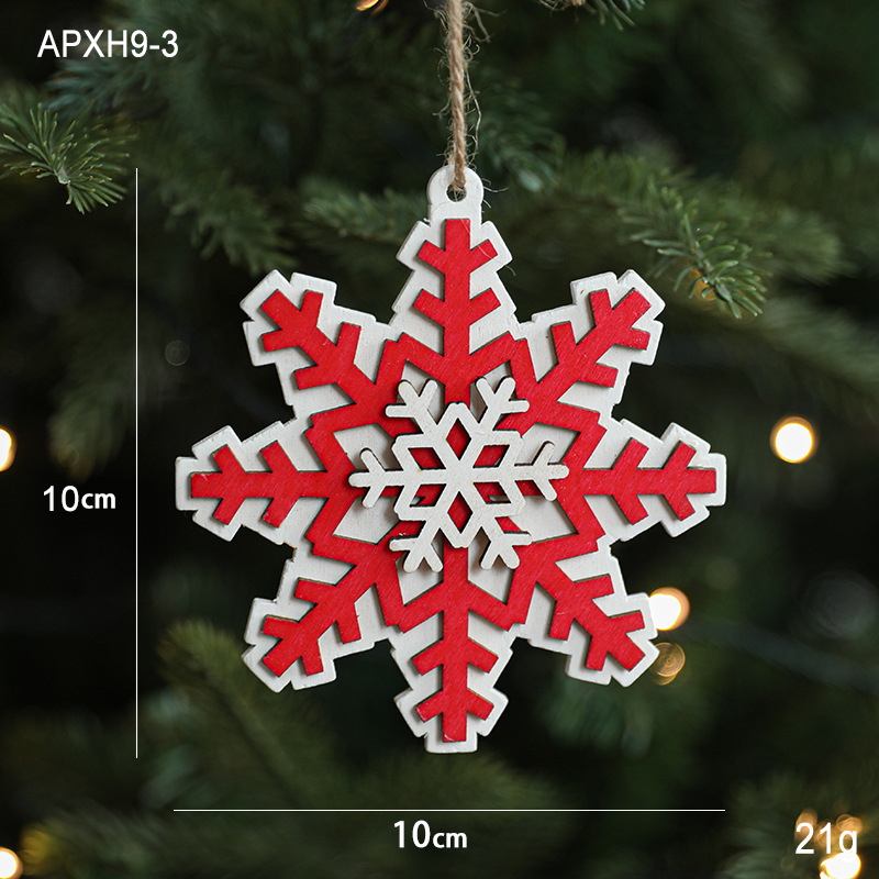 Amazon新品北欧风クリスマスクリエイティブペンダント木制スノーフレーククリスマスツリーペンダントペンダント饰り赤|undefined