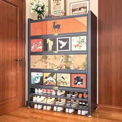 スチール製下駄箱、玄関中世風収納キャビネット、一体型壁面収納キャビネット、玄関玄関金属製靴棚