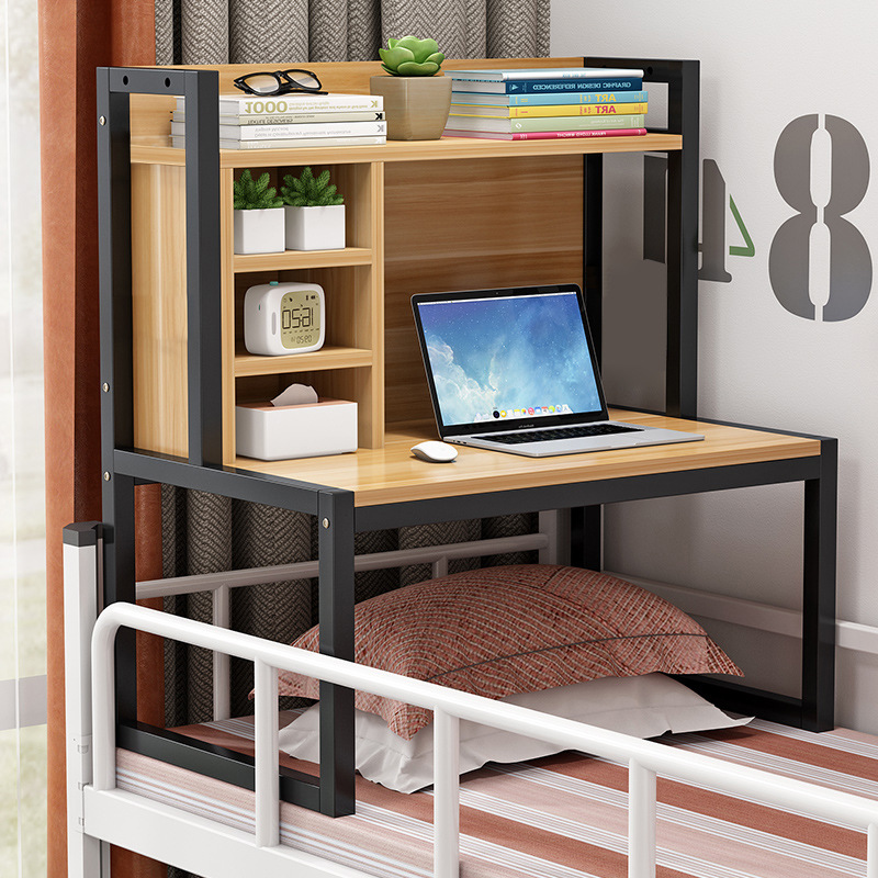 Cama portátil Mesa dormitorio cama superior de almacenamiento en rack Almacenamiento y acabado escritorio estantería integrada