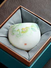 大師級手繪羊脂玉白瓷主人杯陶瓷中式個人專用茶杯單杯女男士