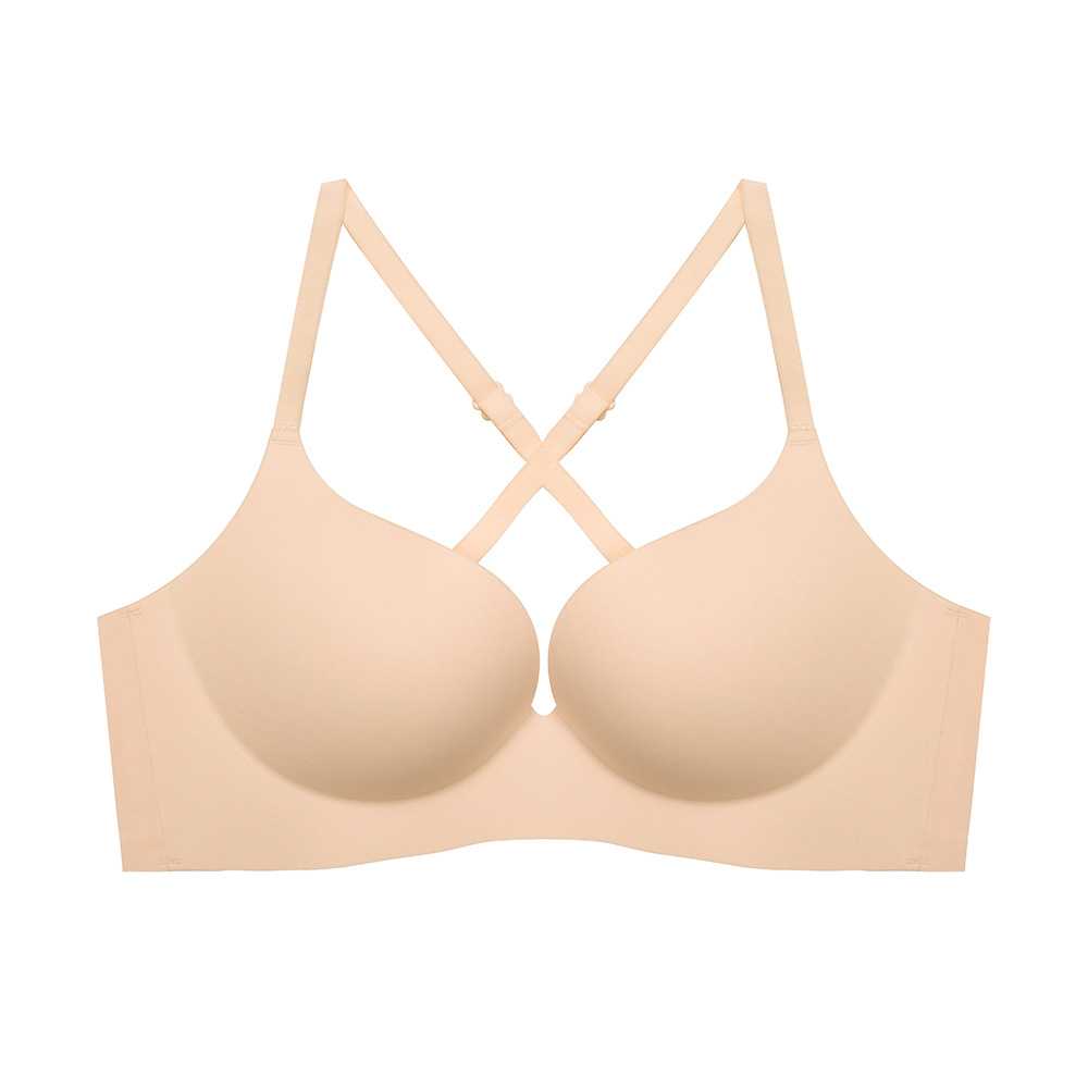 999 gran cruz sin espalda de una sola pieza sujetador de un solo botón belleza ropa interior trasera transparente lado brillante cerrado taza delgada sin anillo de acero lado