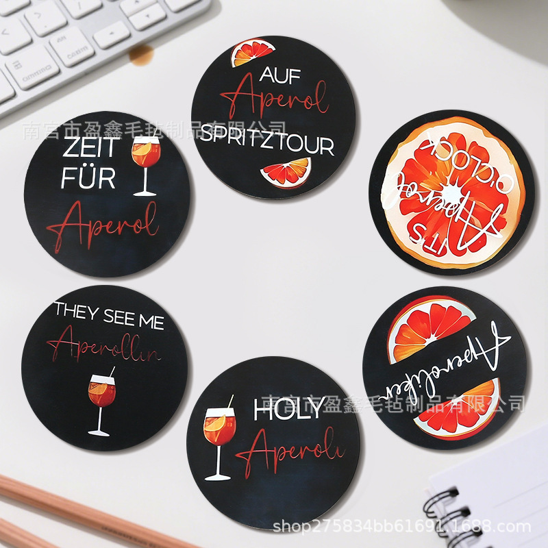 厂家批发2025新款印花 毛毡 杯垫茶具垫尺寸颜色图案 鸡尾酒杯垫