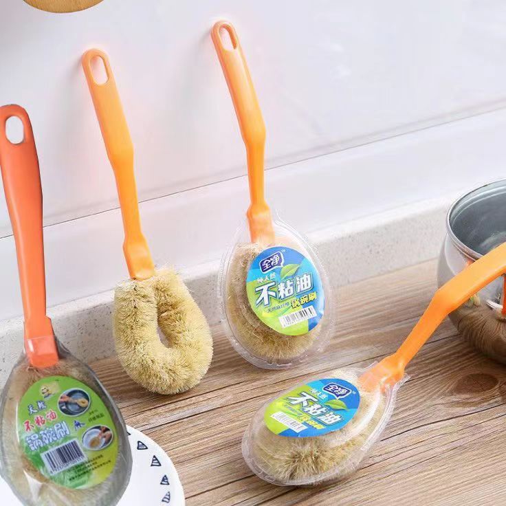Hemp fiber pot brush coconut palm brush non-stick oil pot brush cleaning brush dish brush kitchen wooden brush pot brush