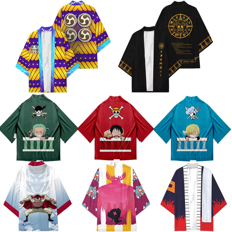 2022 New One Piece cosplay Second Yuan Summer Harajuku Kimono Robe Coat Feathered Cloak Cardigan