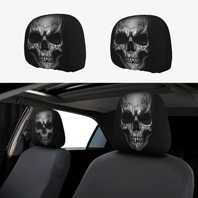 cover, TEMU can be labeled and, Universal seat cover - black-eyed-skull-double-sided-printing-1-piece