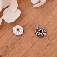 S925纯银花瓣飞碟实心圆形隔片 复古国潮DIY手工手串编绳散珠配件