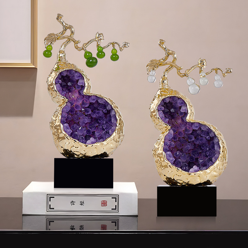 新しい家に引っ越し、アメジストひょうたんの装飾品、軽くて豪華な高級リビングルームのテレビキャビネット、玄関ホールのデスクトップ装飾、良い意味を込めて|undefined