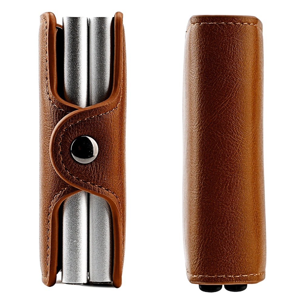 Comercio electrónico transfronterizo, tarjetero de caja de aluminio RFID para hombres europeos y americanos, tarjetero con hebilla de clip de dólar doble emergente automático