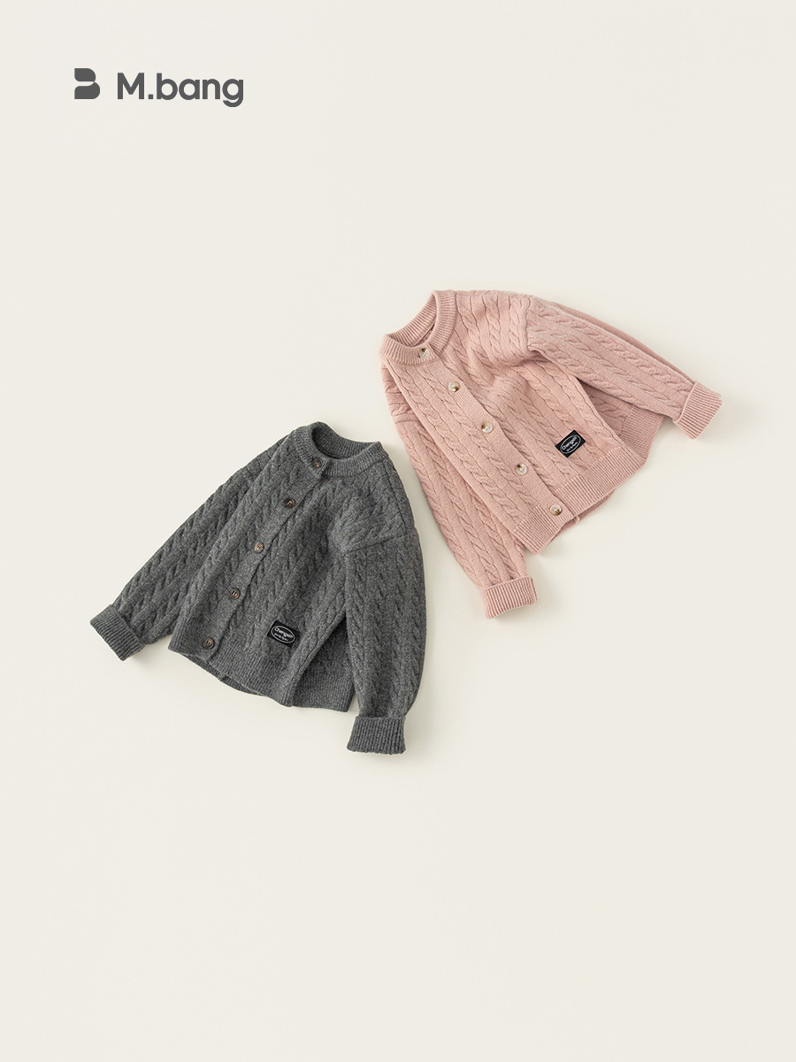 Yubao ropa infantil suéter de invierno nuevo estilo niñas color sólido variedad de niños chaqueta de punto de torsión extranjera