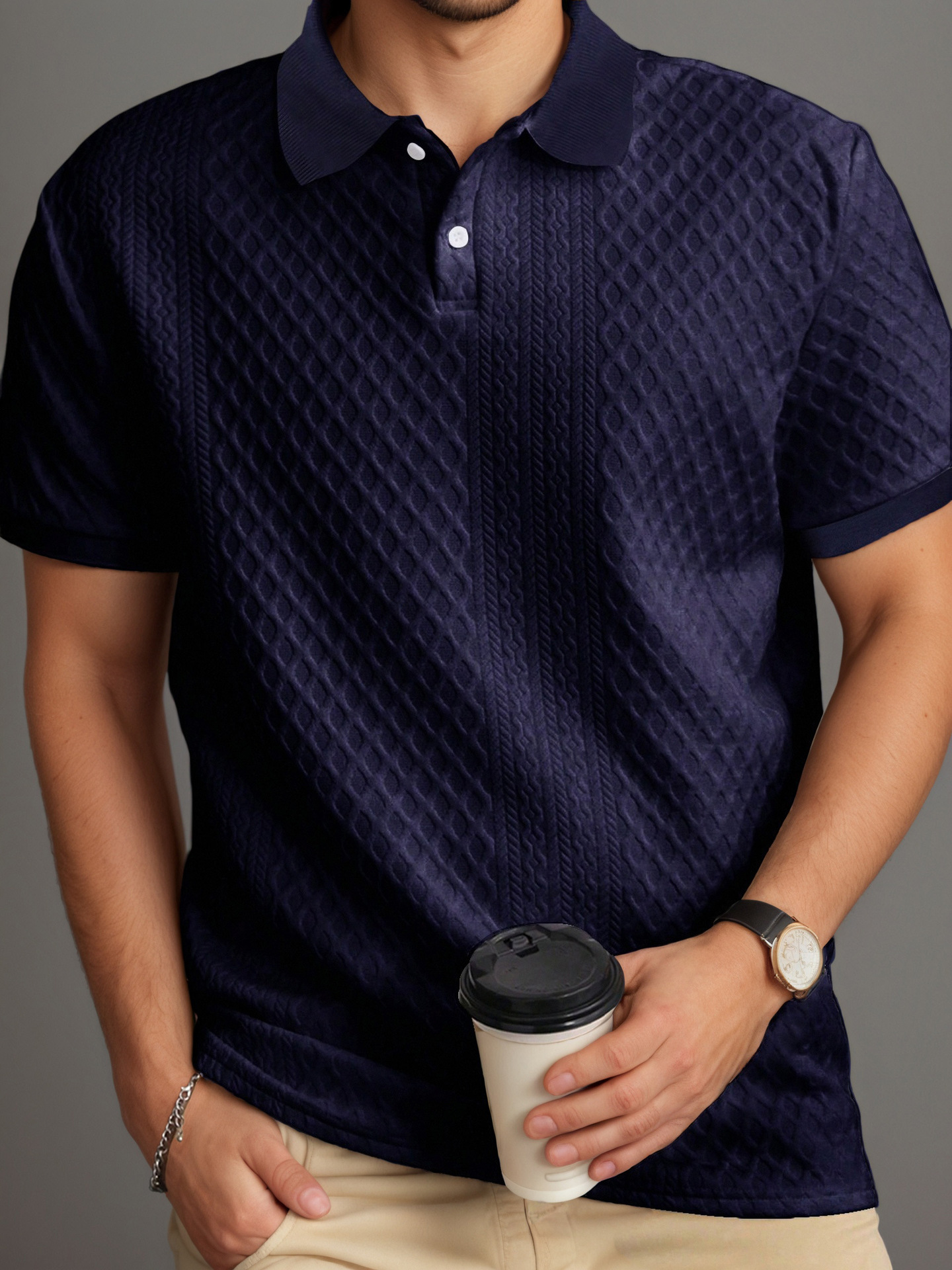 Men's Lightweight Breathable Short Sleeve Shirt, Casual Linen-Like Wrinkle-Resistant Button Down Shirt For Summer_viptrois.com