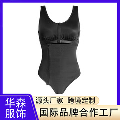 欧美连体塑身衣紧身塑形女高弹束身衣收腹排扣侧拉链分体带胸杯