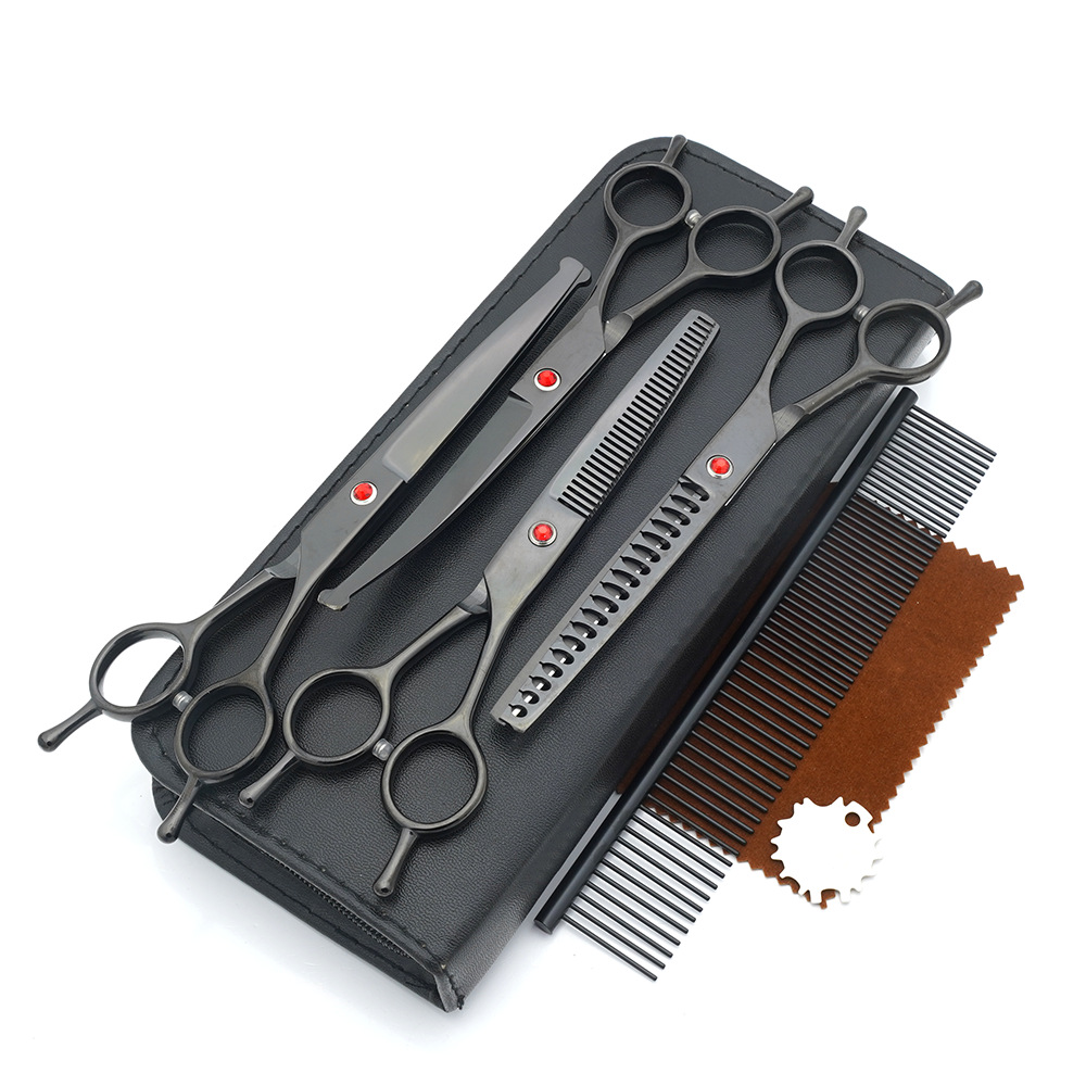 Tijeras para mascotas, tijeras de corte de pelo para perros, tijeras de dientes delgadas profesionales, tijeras de corte de pelo, tijeras de pelaje, juego de herramientas de limpieza