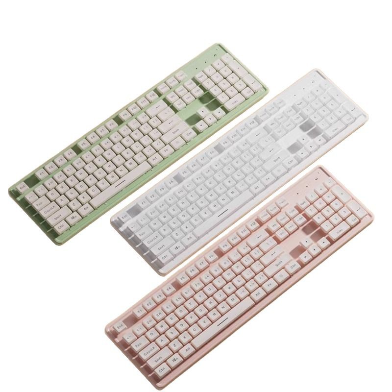 Teclado silencioso de chocolate, juego de mouse con cable inalámbrico, mecanografía, computadora de escritorio portátil, oficina, chica general